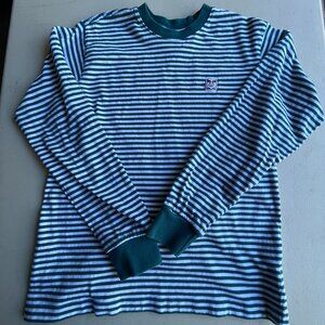 Obey Men's Heavyweight Knit Striped Long Sleeve Shirt Green White Medium